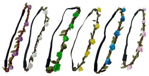 WUSJCOF 6 Piezas Corona de Flores de Rosa para Bodas, Diadema de Flores Simuladas para Novias, Accesorio Floral para Fotografía de Viajes, Festivales, Bodas y Fiestas, Mujeres y Niñas