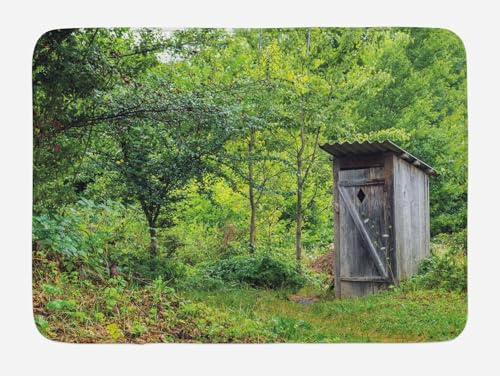 Door Mat Outhouse Old Cottage Outhouse In A Spring Mountian Woods Image Fern Green And Brown Entrance Matting Soft Floor Mat Durable Entrance Rug For Garden Living Room Indoor 40X60CM