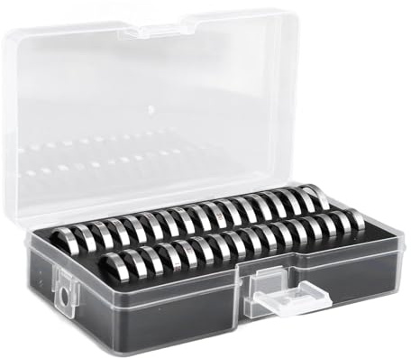 TYTOGE Strumento per Misurare gli Anelli in Acciaio Inossidabile, Misuratore Portatile per Dito, Dimensioni 1-33, con Scatola per Anelli e Gioielli