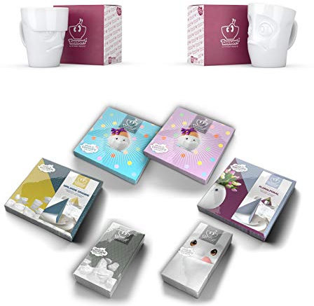 FIFTYEIGHT PRODUCTS Henkelbecher 2er Set + Servietten, 350 ml, GRUMMELIG+VERDUTZT