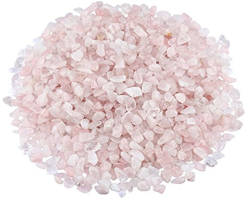 Shanxing 1lb/460g Natural Rose Quartz Crystal Tumbled Chips Stones Bulk, Reiki Healing Pink Crystals Crushed Stones Pieces Small Decorative Pink Stones for Vase Fish Tank Craft Plant Pot Home Decor
