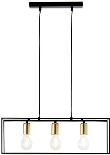 BRILLIANT lampa Arica pendelljus 3-lågor svart/mässing | 3x A60, E27, 60W, lämplig för normala lampor (ingår ej) | Skala A ++ till E | Kabeln kan förkortas