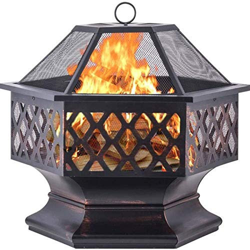LDIW Braciere Esterno Grande fornello da Giardino con braciere a 6 Angoli 3-in-1 Esterna Giardino terrazza Riscaldamento Braciere