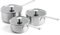 KitchenAid Stainless Steel PFAS-Free Ceramic Non-Stick 16 cm, 18 cm and 20 cm Saucepan Set with Lids, Clad, Induction, Oven Safe, Silver