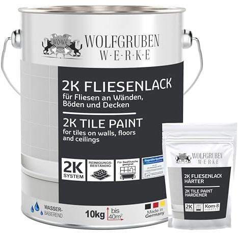 WO-WE 2K Fliesenlack MATT Lichtgrau RAL 7035 Boden Wand Fliesenfarbe Bad Küche - 10Kg