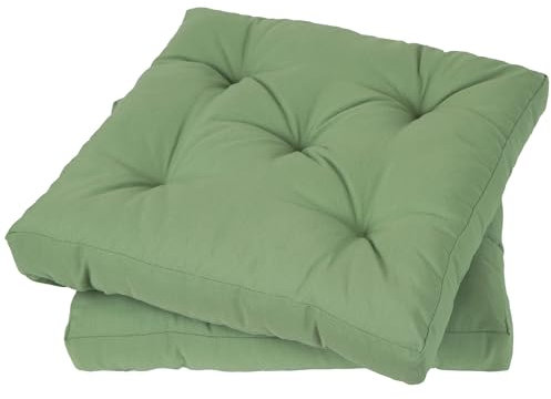 Viste tu hogar Pack 2 Cojines para Silla, 40x40x5 CM, Efecto Tridimensional, Relleno de 100% Poliéster, Ideal para Comedor, Terraza, Salón y Restaurante, Color Verde Aguacate, Fabricado en España