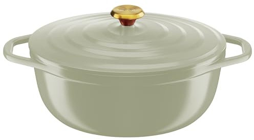 Tefal Casseruola ovale in ghisa 30 cm, Pentola leggera in alluminio pressofuso, facile da pulire, rivestimento ceramico sicuro, coperchio condensazione, adatto per forno, induzione, Air E2668925