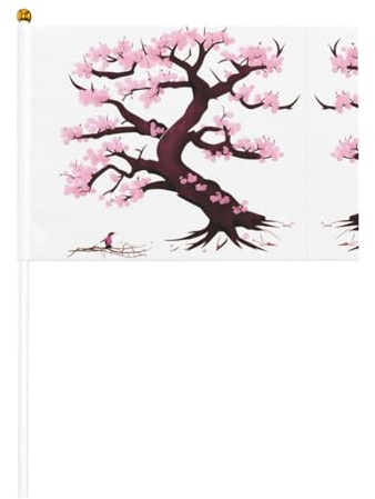 Cherry Blossoms Tree Double-sided Handheld Flag - 5.5x8.2 inches - Party, sports event cheering props