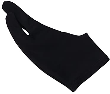 KOCKSHION Artist Two Finger Glove 2 Pieces Large Black Curved Sketch Drawing Gloves for Painters Anti-Stain Protective Suitable for Indoor and Outdoor Artwork