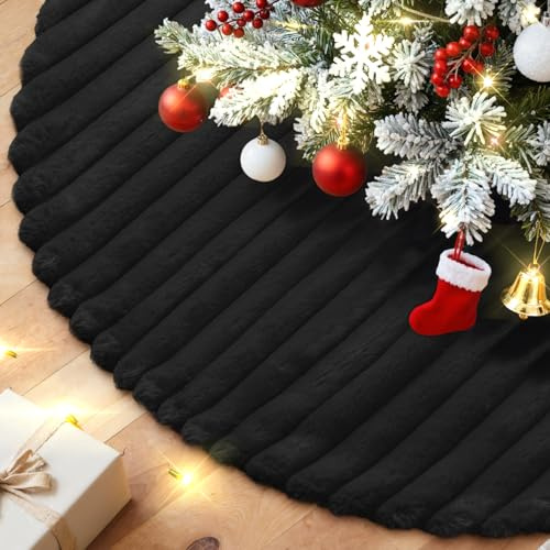 Lanpn Jupe de Sapin de Noël 40cm Tapis de Sapin de Noel, Petit Cache Pied Sapin de Noël Couvre-Pied de Sapin Jupe d'arbre pour Décoration d'intérieur pour fêtes d'hiver (Noir)