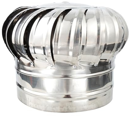 Drehbare Kaminhaube aus Edelstahl, 400 mm, rund, Regenschutz für Dachlüftung und Kamin, Drehkappe für verbesserten Zug- und Wetterschutz
