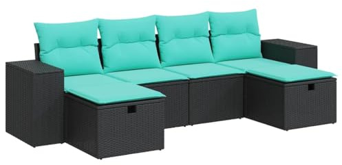 vidaXL Loungegrupp med dynor 6 delar svart konstrotting
