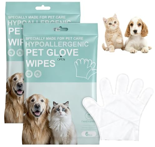 XIAOjnHONG 2 Pack Pet Cleaning Gloves Waterless Grooming Gloves for Dog Cat