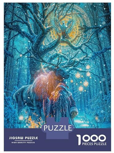 Bosque Ciervo Puzzle de 1000 Piezas Papel para Adultos Luz Nocturna Puzzle para Toda la Familia 52x38cm/1000pcs