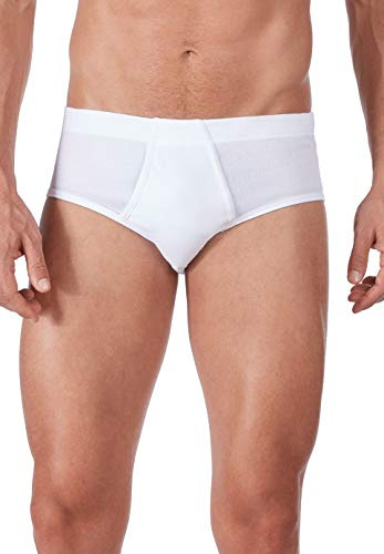 HUBER Men's Pack of 2 Brief with Front Fly Cotton 2 Pack Fine Rib 112268 White XL