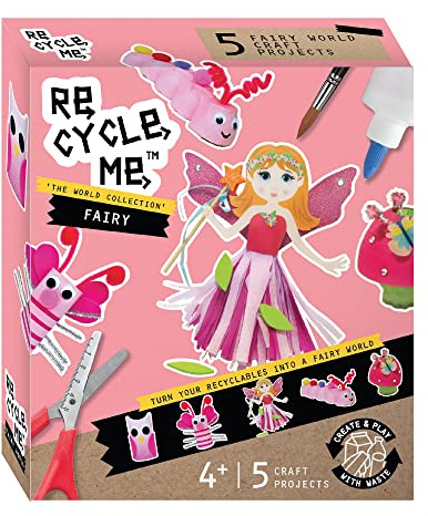 Re-Cycle-Me 3503306, Recycling Bastelset Feen, DIY-Kit für Kinder ab 4 Jahren, Kreativ-Set zum Basteln mit Haushaltsmaterialien