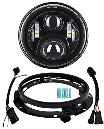 AlyoNed 7 inch Motorcycle LED Headlight DOT Lamp Kit with Mounting Bracket Compatible with Harley Davidson Fatboy Street Glide Heritage Softail Road King Switchback Electra Glide Ultra Classic Black