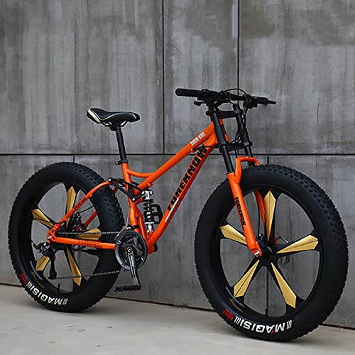 UJKDDDCC 26-Zoll-Mountainbikes, Fat Tire Mountain Trail Bike für Erwachsene, 7/21/24/27/30-Gang-Fahrrad, Hardtail-Mountainbike aus Kohlenstoffstahl, Mountainbike mit verstellbarem Sitz mit