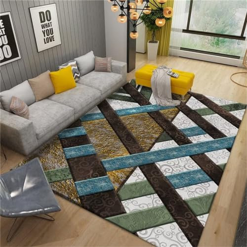 Kunsen teppichreinigung Couch Wohnzimmer Teppich rutschfest Lässiger SofateppichFarbiger WohnzimmerteppichKinderzimmerteppich flokati Teppich waschbar 60X120CM