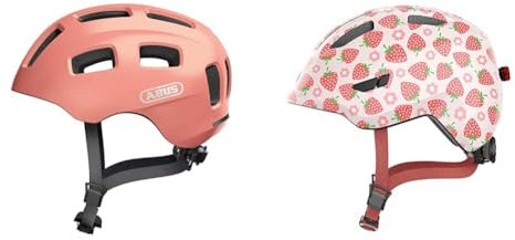 ABUS Fahrradhelm Youn-I 2.0 - mit Licht für Kinder, Jugendliche und Junge Erwachsene & Kinderhelm Smiley 3.0 LED - Fahrradhelm mit Licht - Tiefe Passform & Platz für einen Zopf