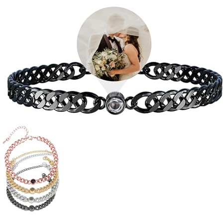 AVINVAN 925 Sterling Silber Personalisiertes Armband für Frauen - Foto Armband mit Benutzerdefinierte Gravur - Beste Freundin Geschenk Erinnerung Armband, One Size, Sterling-Silber, Zirkonia