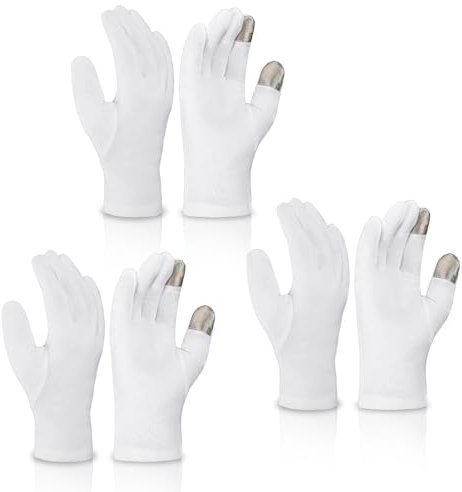 3 Paar Feuchtigkeits handschuhe Touchscreen Weiße Baumwolle Feuchtigkeitsspendende Handschuhe über Nacht Schlafenzeit Heilung Schlaflotion HandSpa Behandlung Reparatur Raue Trockene Hände Haut