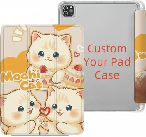 Individuelle Schutzhülle für iPad (personalisierbar, für Foto/Text/Namen, weiches Leder, drehbar, dreifach gefaltet, für alle iPad-Modelle)