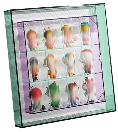 XLIHAWY Vitrine Für Minifiguren, Miniatur-Aufbewahrungsregal, Schrankwandhalterung Mit Magnetischer Tür Zum Öffnen Und Schließen Für Kleine Objekte Wohnzimmer Büro(Violett)