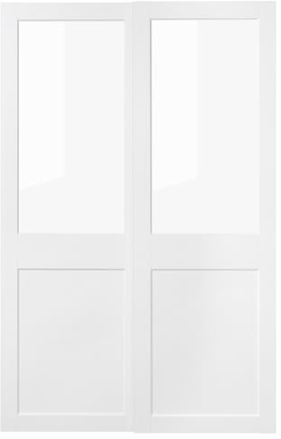 Paire de portes coulissantes GRIMO 150x236 cm, verre/blanc