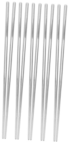 ELAYARD 5 pares Palillos Coreanos de Acero Inoxidable Antideslizantes Ergonómicos Aptos para Lavavajillas Resistentes y Reutilizables para Cenas y Fiestas Casa