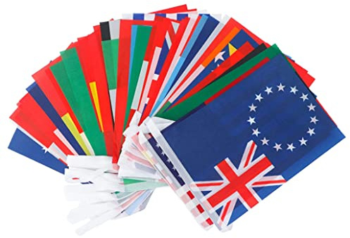 Jorzer 12.5 m Flag Chain Bunting with 50 Random Countries Flags Perfect Decorations for Bar, Party, Festival, Sports Clubs
