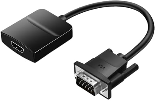 LXJLXD Adattatore HDMI VGA 1080P con cavo di alimentazione capacità di sincronizzazione del suono, perfetto per presentazioni, giochi e Home Theater, convertitore VGA maschio a HDMI femmina