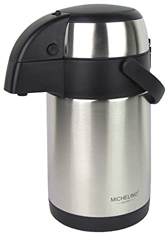 Michelino Cafetière isotherme à pompe en acier inoxydable à double paroi - 3,0 litres