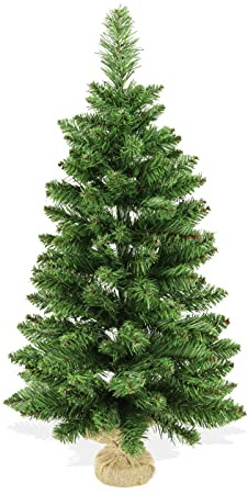 BOP Albero Di Natale Pinetto Argo 90 Cm, Fogliame Folto e Realistico In PVC, Base In Juta | Albero Di Natale Piccolo Da Appoggio Già Pronto | Alberello Artificiale Slim Salvaspazio Da Tavolo