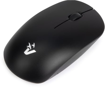 VulTech MW-08 Mouse Wireless Ottico 1600 DPI Senza Fili, 2.4GHz con batteria interna ricaricabile, click silenzioso, ambidestro, per Notebook/PC/Laptop/MacBook, Nero