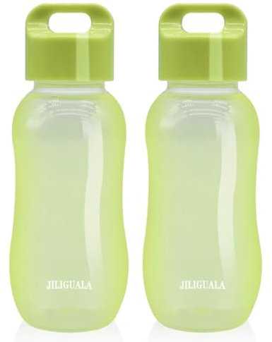JILIGUALA Tazze da viaggio in plastica per caffè, acqua, sport, bottiglia d'acqua per latte, caffè, tè, succo, dimensioni 350 ml, verde, confezione da 2