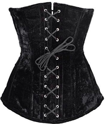 Battle-Merchant Corsage sous la poitrine de haute qualité | Haut pour femme | Mider en velours avec lacets | Vêtements médiévaux | LARP, Viking, pirate, Goth, Noir , S