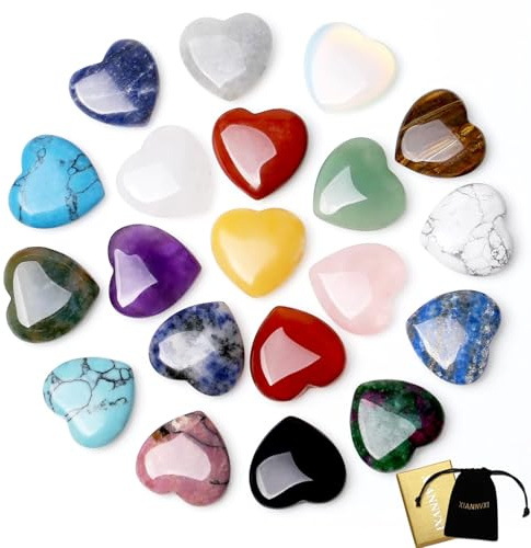 XIANNVXI Glücksbringer Herz Steine Edelsteine Kristalle Herzen Glückssteine | Glücksbringer Schulanfang Liebe Herzform Gastgeschenke Hochzeit Taufe Abschiedsgeschenk Kleine Geschenke Bunt Stein Mutstein