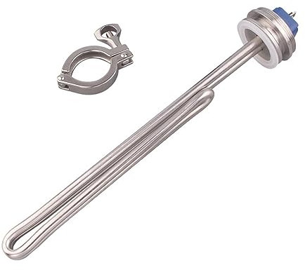 MSEURO Water Heating Element 1.5inch Tri-clamp Immersion Heater with SUS Cover Liquid Heater for Brewing 240v 2.5kw to 5.5kw Lucky (Size : With clamp-SUS, Color : 5.5kw L355mm)