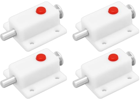 LT Easiyl 4 Pestillos Automáticos de Plástico Blanco con Resorte para Puertas de Armarios Puertas de Guardarropas Cunas Y Ventanas (36 Mm X 37 Mm)