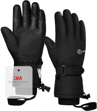 INPAKO Guantes de esquí de invierno para hombre y mujer, guantes de nieve Thinsulate 3M, impermeables, resistentes al viento, guantes de snowboard para pantalla táctil, guantes térmicos de 5 capas