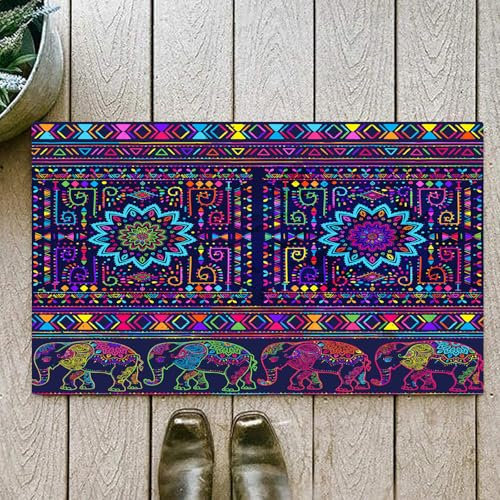 OHJEAJDS Tappeto Bagno - Tappeto multiuso antiscivolo per ingresso,cucina,camera,bagno,Soffice Tappeto Doccia,Stampa artistica psichedelica, tradizionale mediorientale e marocchina persiana,60x100cm
