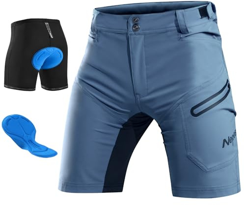 Nepest Mountainbike Hose Herren, 4-Wege-Stretch, Reflektierend Radhose Kurz | Radhose Herren Gepolstert, Leichtes Stretch-Material, Feuchtigkeitsableitend, 3 Taschen, MTB Shorts, Fahrrad, Cycling