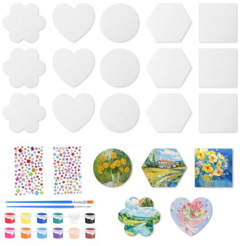 MoguGo 15 tele magnetiche da dipingere, ideali per dipingere su tela per bambini e adulti, per colori acrilici, olio e gouache, set creativo per scuola, studio e regali
