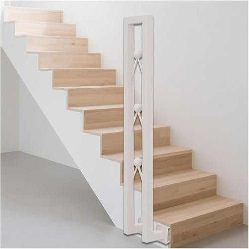 U-Design - Corrimano a muro in ferro battuto per sottotetto, cantina, garage, 110 cm, con raccordi (bianco)