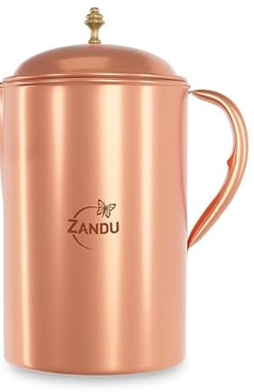 Wasserkrug aus reinem Kupfer, 2 l Fassungsvermögen, traditionelles ayurvedisches Trinkgeschirr