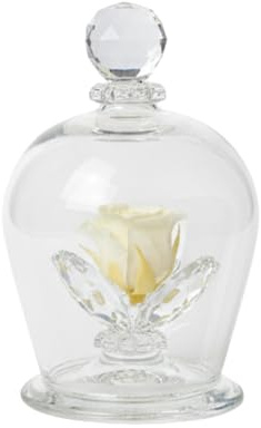 Debora Carlucci Rosa Stabilizzata in Campana di Vetro con 3 Petali – Fiore Eterno in Vetro Cristallo, Idea Regalo Elegante, Bomboniera di Lusso, Made in Italy – 10x6 cm (Panna)