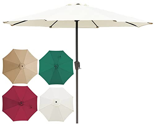 DX26TS 10Ft/9Ft Table Tie Zhu with Crank Patio Umbrella Outdoor Sun Protection Portable Detachable for Garden, Lawn Pool Parasol (, Cream