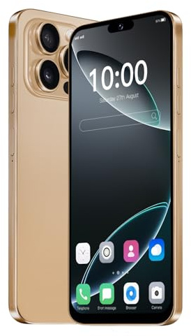 JtQtJ 4G Smartphone, 6.6 HD Screen Mobile Phone, 4GB RAM+32GB ROM (Expansion to 256GB), 5000mAh Large Battery, Dual SIM Dual Camera,Android 12.0,Support WIFI/Bluetooth/Face ID/GPS/OTG (Gold)