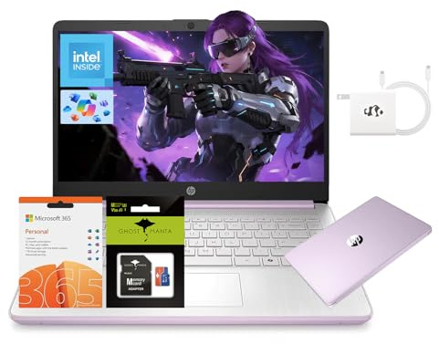 HP 14 Laptop, Intel Processor N150 (Beat i3) 16GB RAM 256GB Storage(128GB UFS + 128GB SD Card) 1-Year Office 365 Copilot AI Win11 WiFi6 Laptops-Computer for Business Student w/GM Accessory